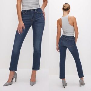 NWT Good American Good Legs Straight Jeans in Blue004